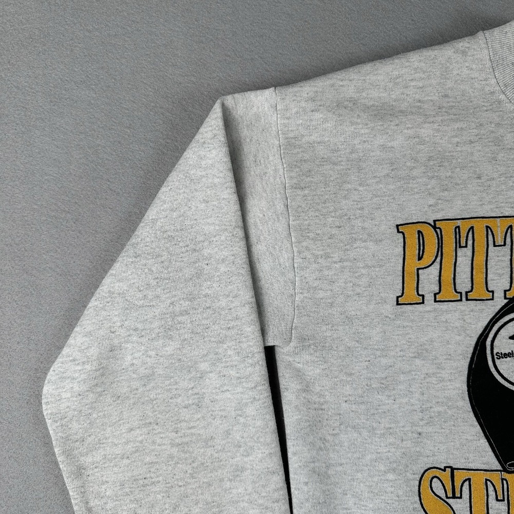 Vtg 90s Pittsburg Steelers Sweatshirt Men's Medium Gray Helmet Logo Crew Neck - Picture 5 of 16